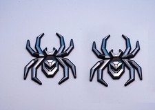2 X Silver Black Spider Emblem Fit F-150 Silverado Sierra Ram Black Widow