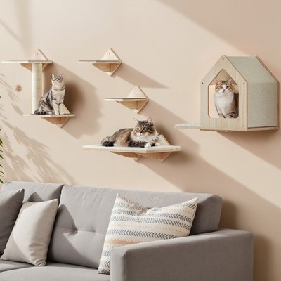Katzen kletterwand Set Katzen Wandelemente Katzentreppe Wand 5-Teiliges