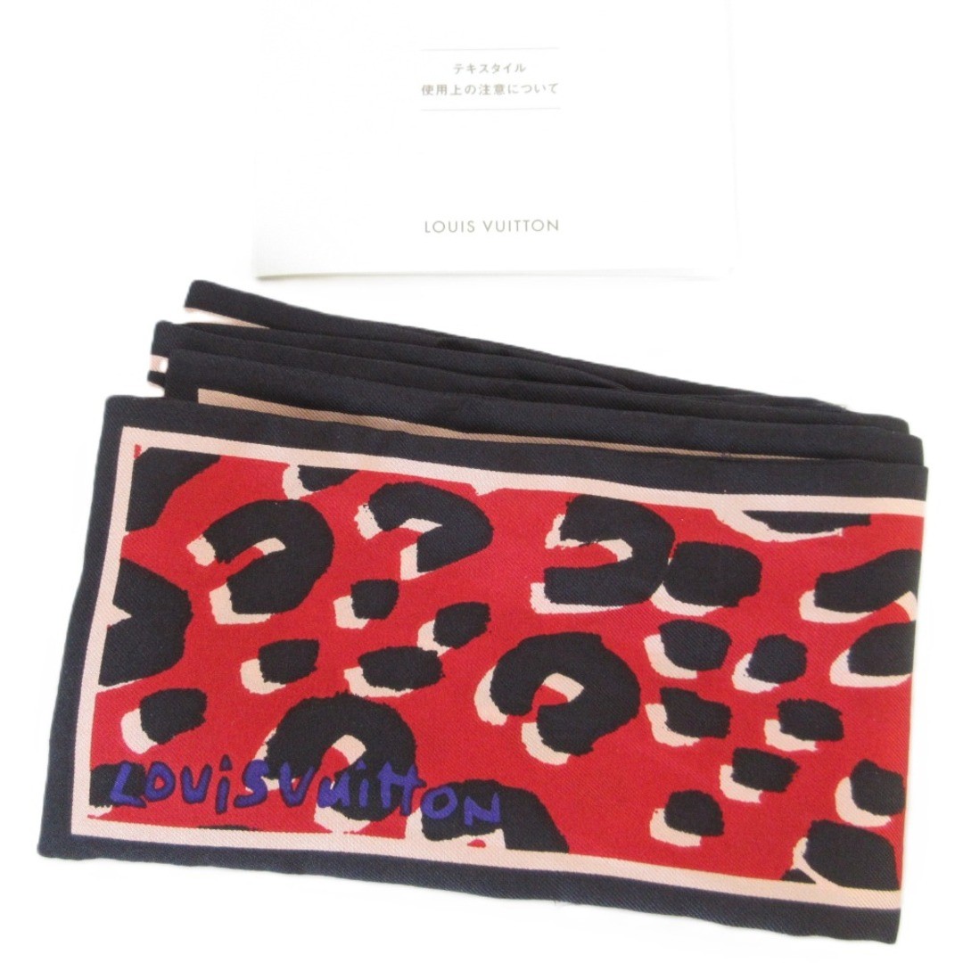 Louis Vuitton Leopard Print Silk Bando Scarf M74563 Red Women'S Used
