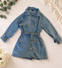 Girls Denim Jean Jacket Long Sleeve, Button Down, Pockets, Size 7