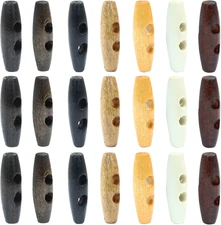 70Pcs Wooden Toggle Buttons, 7 Color 2 Holes Wood Buttons, Accessories for Jacke