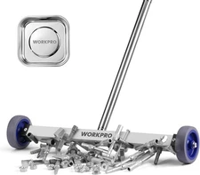 WORKPRO 17" Magnetic Sweeper Telescoping Wheel Rolling Sweeper Adjustable Handle