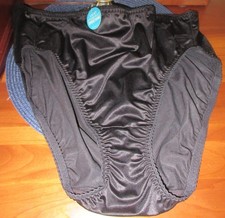 VANITY FAIR SECOND SKIN BLACK 48301 liquid satin HI LEG shaper panties 12/5XL