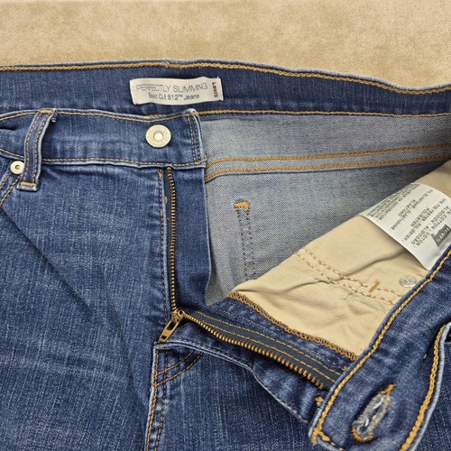 Levis 512 Jeans Womens 14 Blue Perfectly Slimming Bootcut Med Wash Denim Studded - Picture 12 of 24