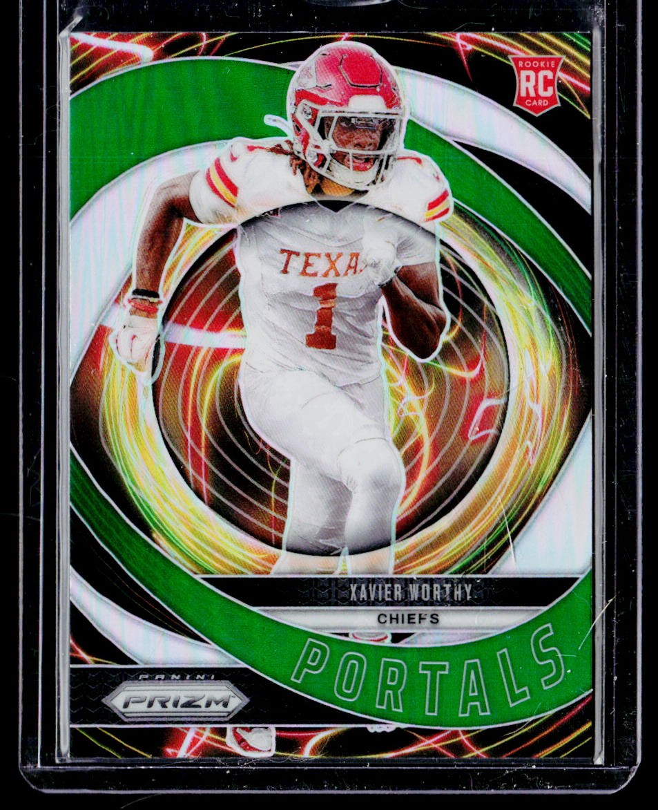 Xavier Worthy 2024 Panini Prizm - Portals Green Ice Prizm #10