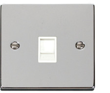 RJ45 1 Gang Telephone Internet Data Outlet Socket Chrome Finish Wall VPCH117WH