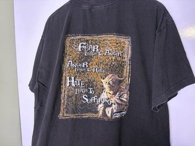 Vtg 90s 1999 Star Wars Episode 1 Yoda Fear Dark Side T-Shirt Size