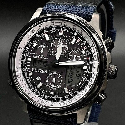 Citizen Promaster SKY schwarzes Zifferblatt Solar Herrenuhr gebraucht Uhr her...