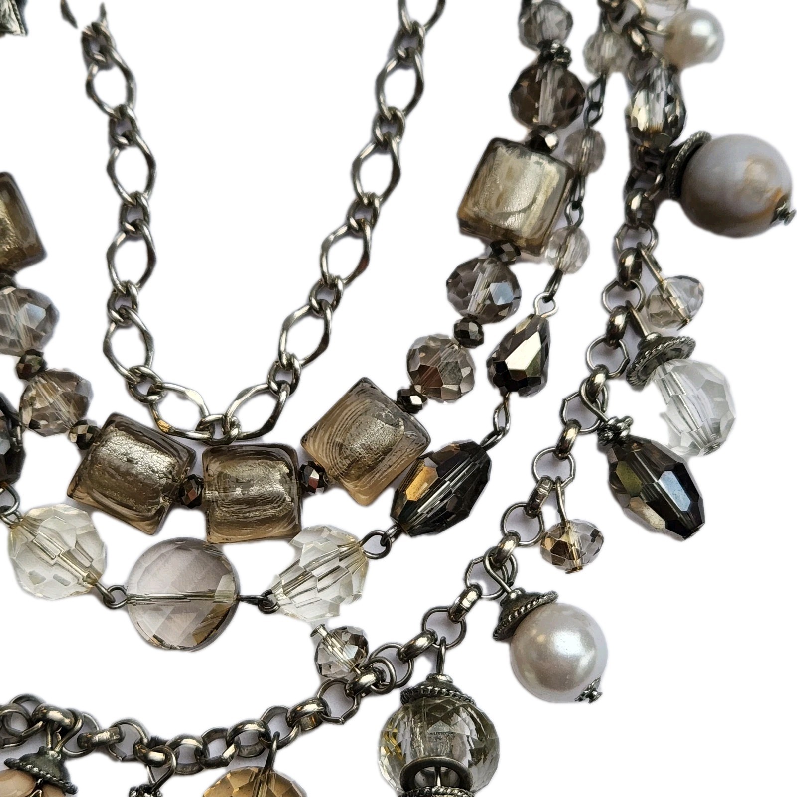 WHBM Statement Necklace Multi Layered Silver Tone… - image 7