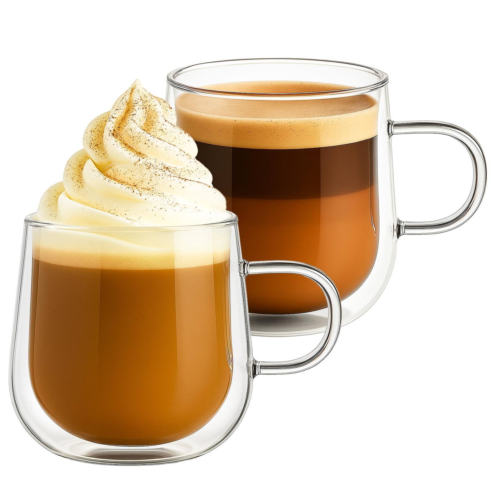 Glass Coffee Cups 275ml Double Walled Set of 2