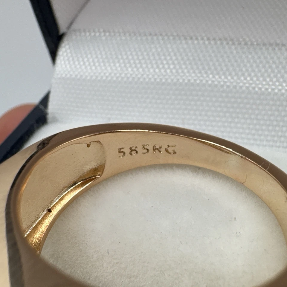 14CT ROLLED Gold Bonded Ring Hallmarked 585RG Etched Size Unisex Gift - Image 4 of 4