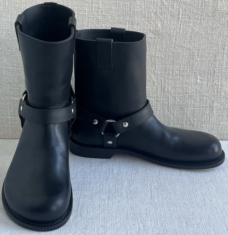 Loewe Campo Black Leather Biker Ankle Boot EU 40 US Men’s 8, Women’s 10 ($1,600)