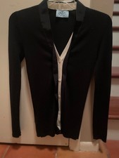 PRADA Black Sweater Women  s Size 40 Ribbed V-NeckCardigan