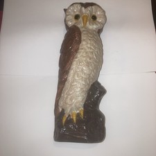 Approx 10” High Brown/beige Orange Glazed Look Owl Ornament Collectable