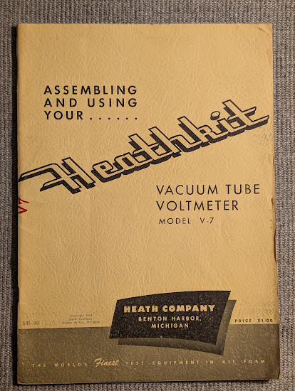 Heathkit V-7 Vacuum Tube Voltmeter VTVM Assembly Manual 595-90 Vintage Original