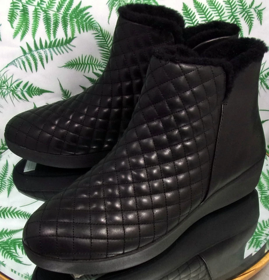 BOTINES FITFLOP MILA CUERO ACOLCHADO DIAMANTE NEGRO ZAPATOS MUJER EE. UU. TALLA 10 Foto 3 de 4