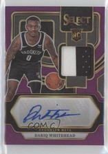 2023-24 Panini Select Rookie Jersey Purple Prizm 43/99 Dariq Whitehead Auto v9t