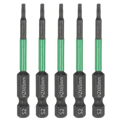 5pcs H2 Flat Hex Screwdriver Bit 2mm Tip 1/4'' Shank 2.6'' Long Black Phosphate