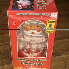VTG Christmas Walking Jingle Bell Santa Claus Battery Operated Toy W/BOX