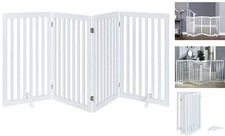36  H Free Standing Pet Gate for Dog Cat, Tall Wooden Dog Gates 80"W 36"H White