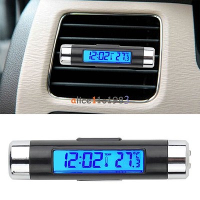 2in1 Digital LED Car Clock Thermometer Temperature LCD Backlight Without   #wd