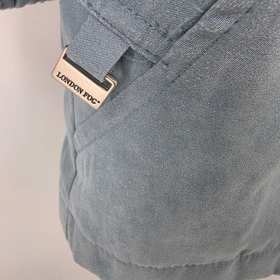 Chaqueta anorak con capucha London Fog para mujer azul claro bolsillos con cordón talla L Foto 4 de 4