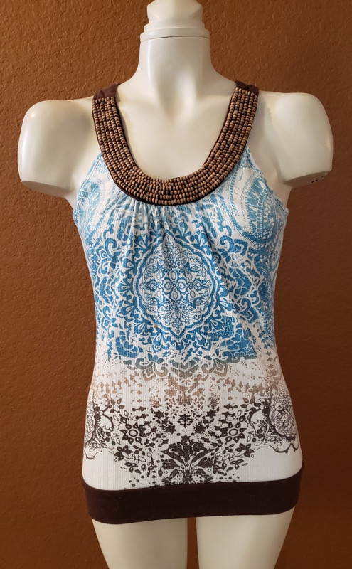 ALMOST FAMOUS Vintage Beaded Top Sleeveless Size M