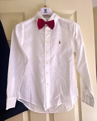 Polo Ralph Lauren Boys White Shirt and Navy Chino Trousers 8 Years - Image 1 of 4