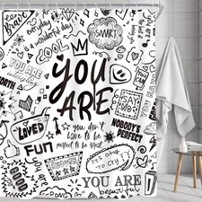 AMBZEK Kids Inspirational Quotes Shower Curtain 60Wx72L Inch Black and White ...