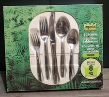 Vtg Imperial International Rosemere Stainless 40 piece service for 8 *See Notes*