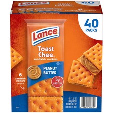 Lance ToastChee Peanut Butter Crackers, 1.52 Ounce Pack of 40