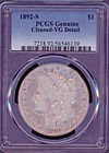 1892-S US Morgan Silver Dollar - PCGS Genuine VG 'Detail' Cleaned - Scarce Date