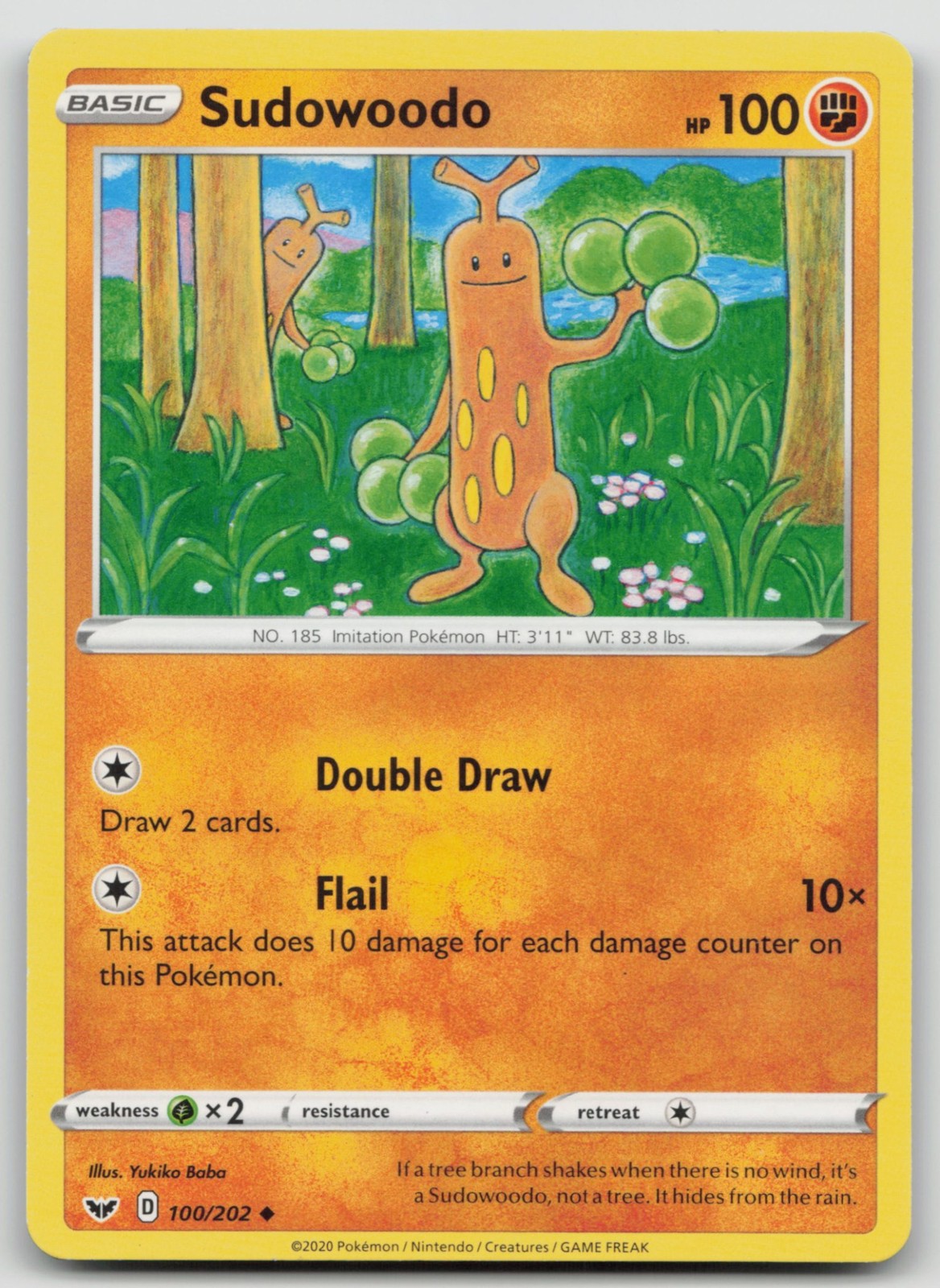 Sudowoodo 100/202 SWSH01: Sword & Shield Base Set Pokemon TCG Uncommon NM