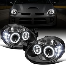 for Dodge Neon 2003 2005 LED Dual Rims Projector Headlights Pair Black