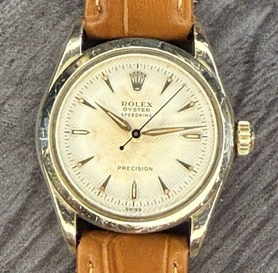 RARE 1956 Rolex Oyster Speedking Precision 30 MM 6418 18K Roll Gold Manual Watch