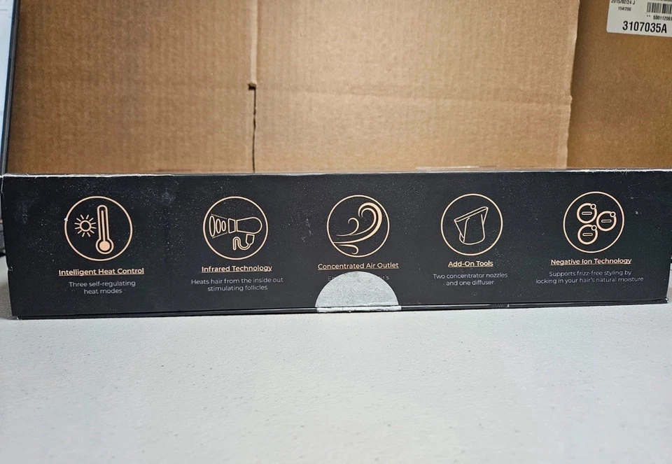 SRI DRY Q 3.0, Hair Dryer, Black & Rose Gold, W/Defrizz Attachments, New In box - Image 4 of 4