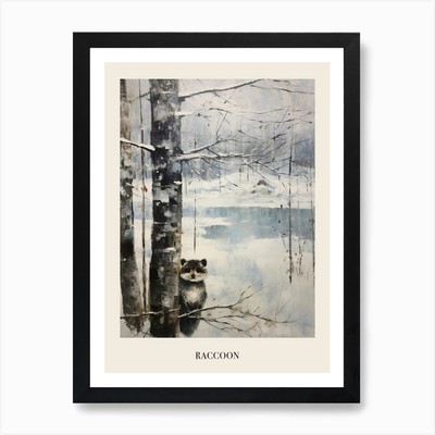 Vintage Winter Animal Painting Post Framed Wall Art Poster Canvas Print Picture