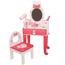 Kids Makeup Table Set Cartoon Pattern Vanity Dressing Table Makeup Accessories
