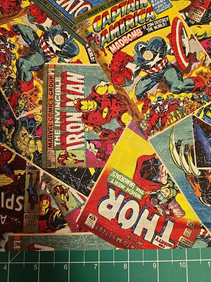 Marvel Retro Hulk Thor Captain America fabric By 1/2 Yard Avengers Spider Man - Image 2 of 4