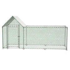 10x3FT Metal Chicken Coop Run Backyard Hen House Poultry Habitat Cage w/Cov