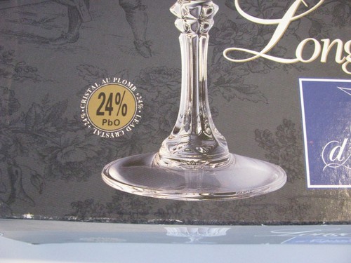 Cristal D'Arques Longchamp Water/Wine Goblets 7 1/2 oz ~ 7 1/4" Tall Set of 4 - Picture 6 of 6