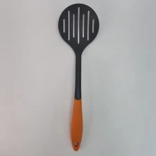 CUISINART Slotted Plastic Spoon Soft Orange Grip Gray Strainer 14.7" EXCELLENT 