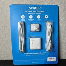 Anker 70W/30W Wall Charger Bundle Foldable Plugs 2 6ft USB-C to C Cables USED