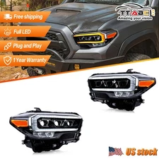 For 2016-2022 Toyota Tacoma LED DRL Black Projector Headlights Assembly Pair DRL