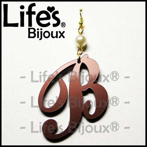 Orecchino Donna Iniziale Lettera Plexiglass Pendente Alfabeto 4cm Bronzo - Foto 3 di 17