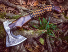 Viking Axe High Corban Steel Blade Hand Forged Custom Handmade Hunting Axe. A