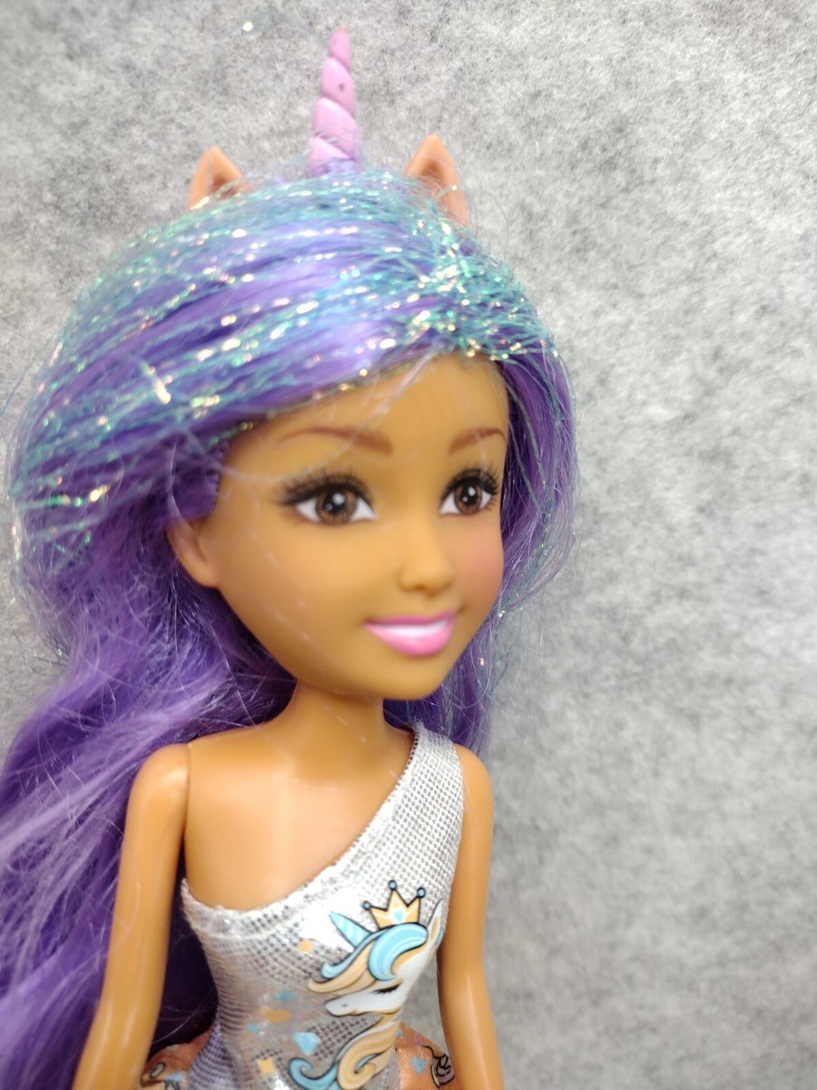 Zuru Sparkle Girlz Unicorn Princess Doll, Purple Hair, Orange