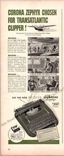 Corona Zephyr Typewriter Print Ad Vintage Ephemera Wall Art Decor Speedline thumbnail
