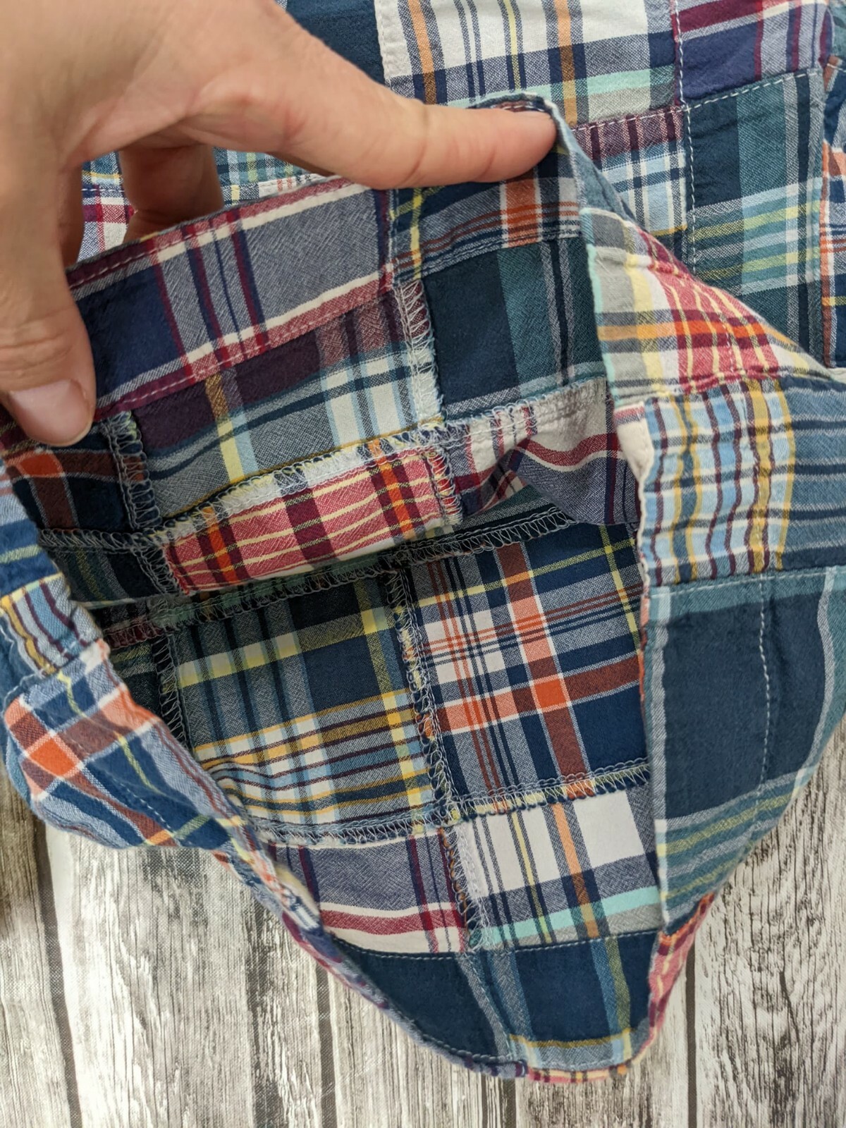 Men's Blue Multicolored J.Crew Patchwork Flat Fro… - image 5