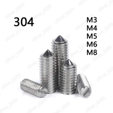 304 Stainless Steel Slotted Set Screws With Cone Point M3 M4 M5 M6 M8
